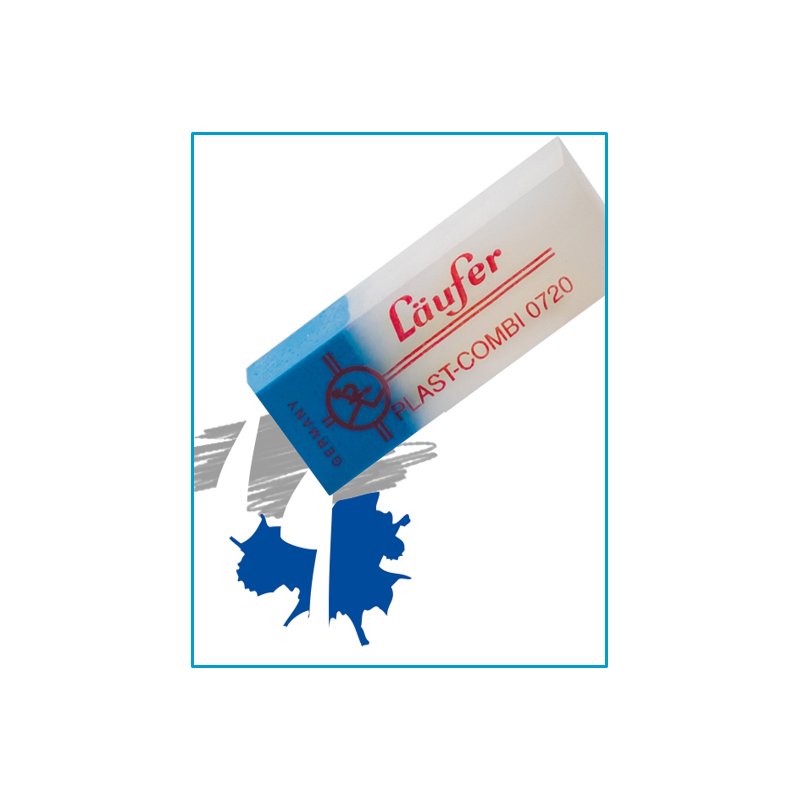 Läufer Plast Combi gomme plastique, bleu et transparent, 2 pièces